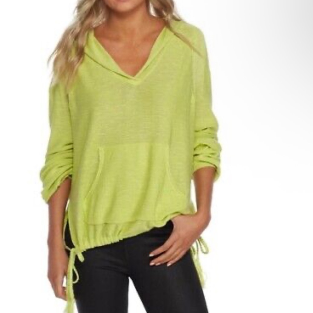 Free People Tunic Optimistic Hoodie Chartreuse size XS